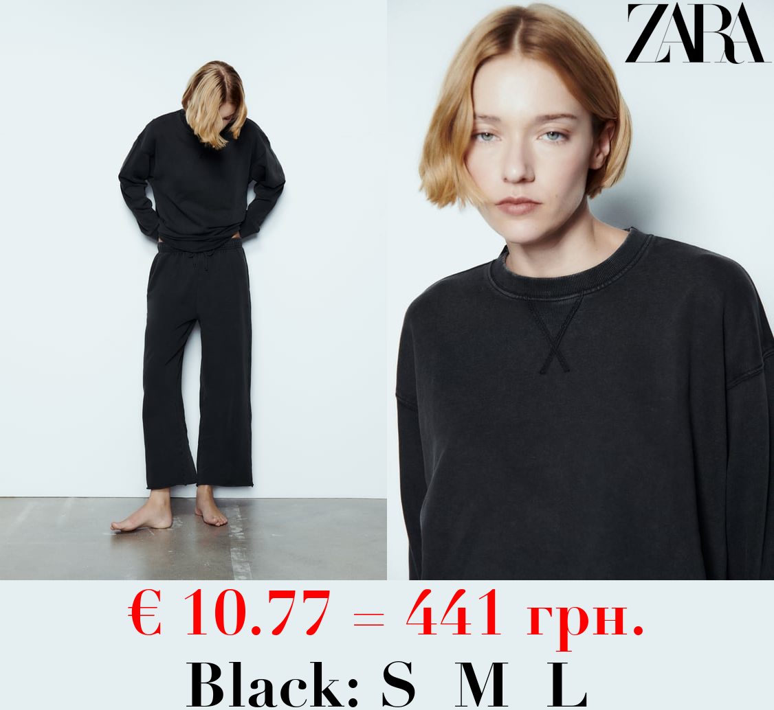 FADED-EFFECT PLUSH SWEATSHIRT