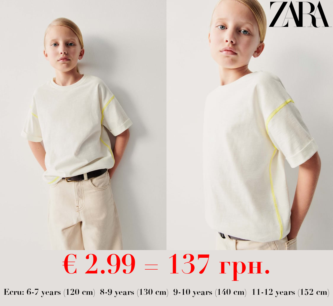 SLUB KNIT T-SHIRT WITH CONTRAST DETAIL