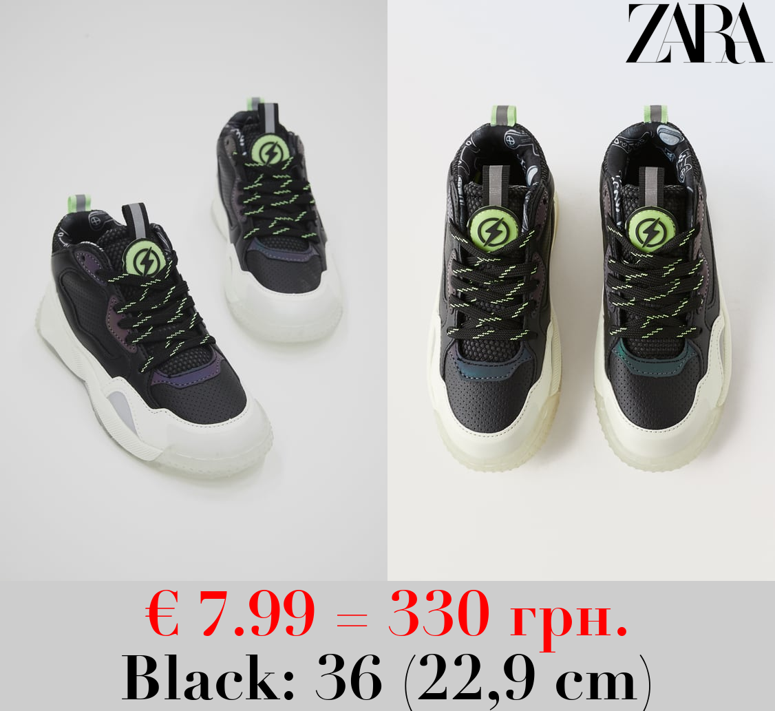 GLOW-IN-THE-DARK HIGH-TOP SNEAKERS