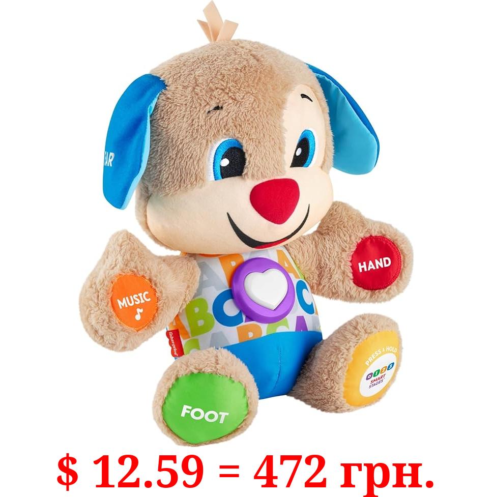 Fisher-Price Laugh & Learn Baby & Toddler Toy Smart Stages Puppy Interactive Plush Dog With Music And Lights For Ages 6+ Months