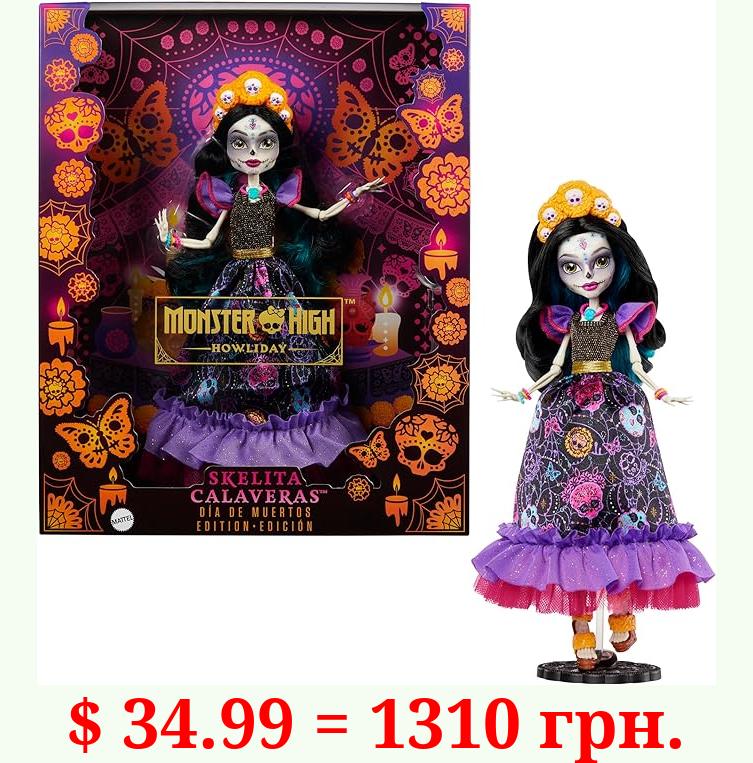Monster High Doll, Skelita Calaveras Día De Muertos Collectible with Displayable Packaging, Colorful Fashion with Traditional Details