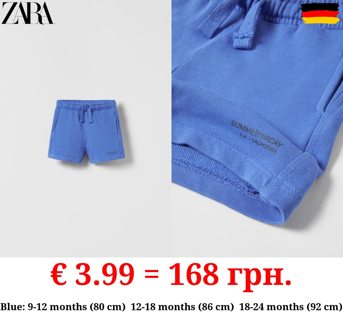 PLUSH JERSEY BERMUDAS WITH SLOGAN