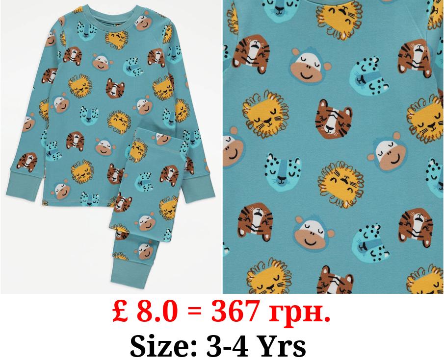 Blue Happy Animals Long Sleeve Pyjamas