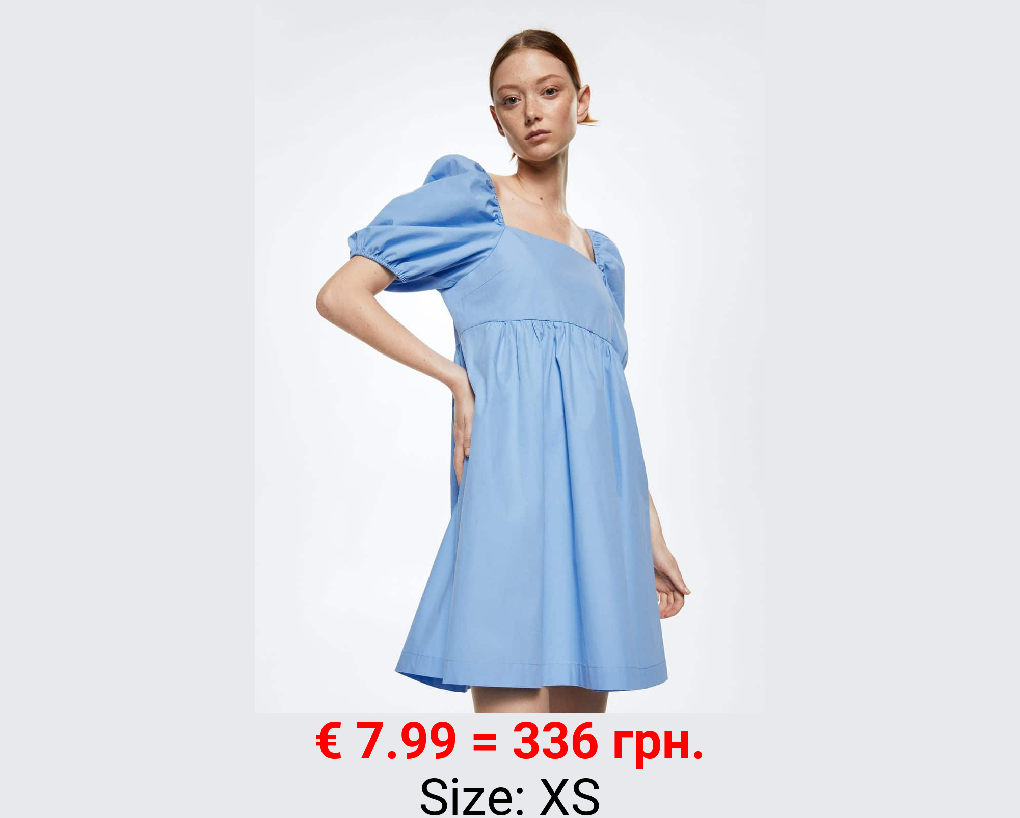 Vestido algodón manga abullonada