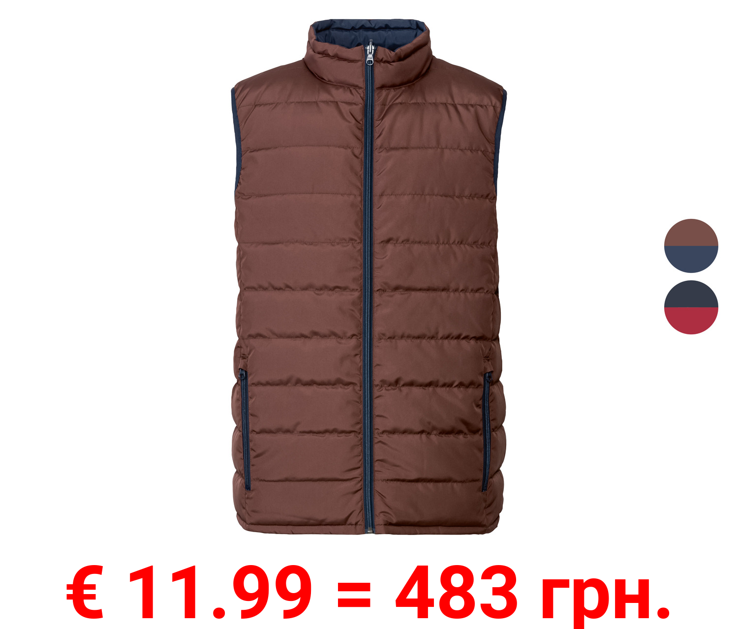 LIVERGY® Herren Wendeweste mit Stehkragen, wasserabweisend