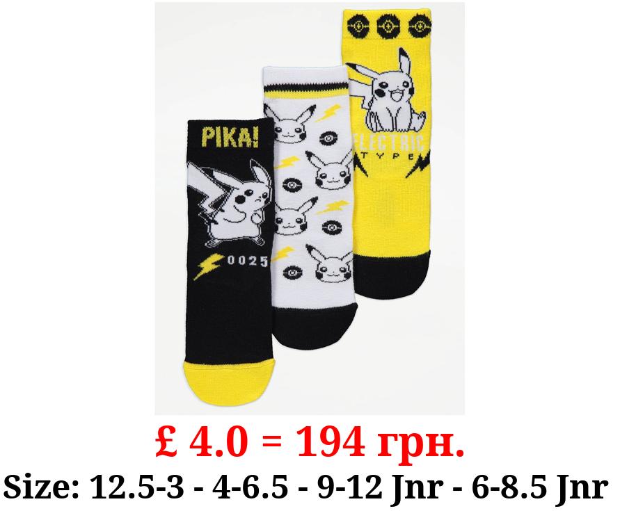 Pokémon Pikachu Ankle Socks 3 Pack