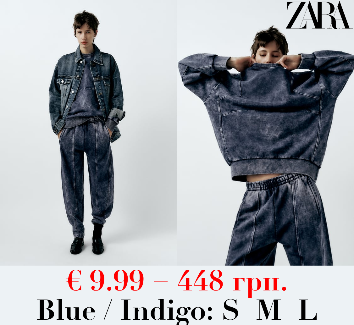 FADED-EFFECT PLUSH SWEATSHIRT