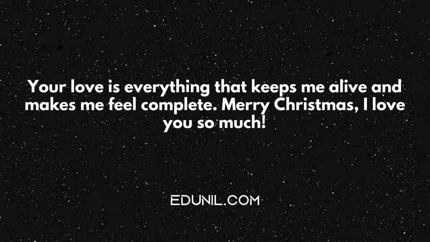 Your love is everything that keeps me alive and makes me feel complete. Merry Christmas, I love you so much! - 

