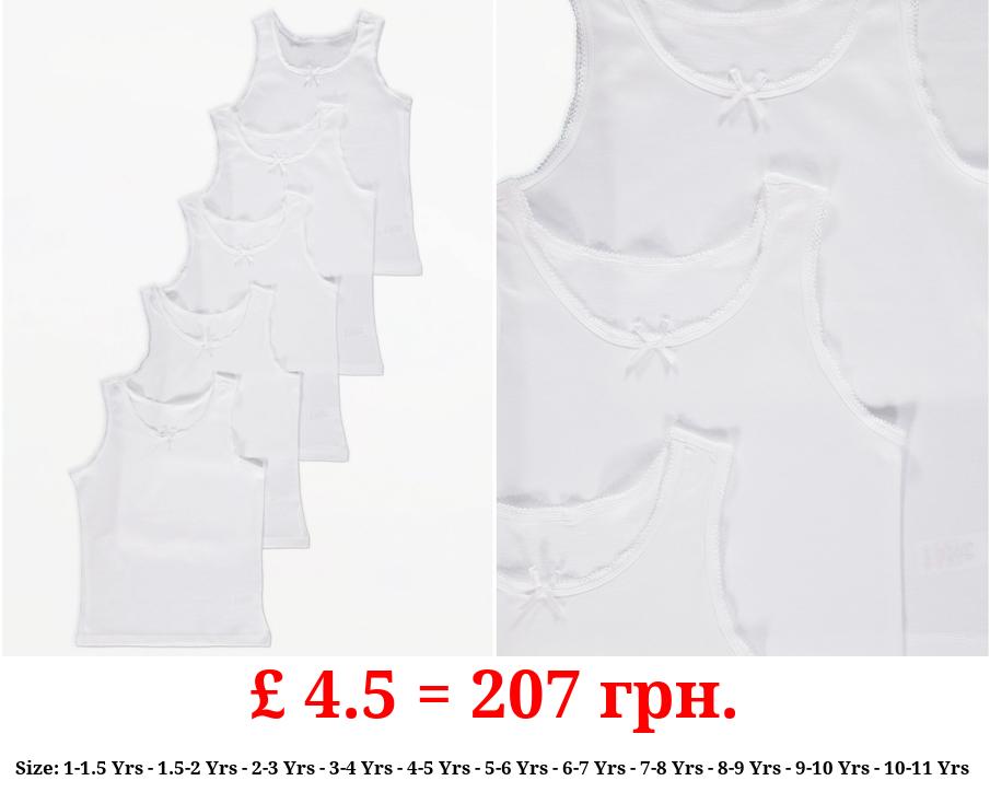 White Plain Vests with Bow 5 Pack