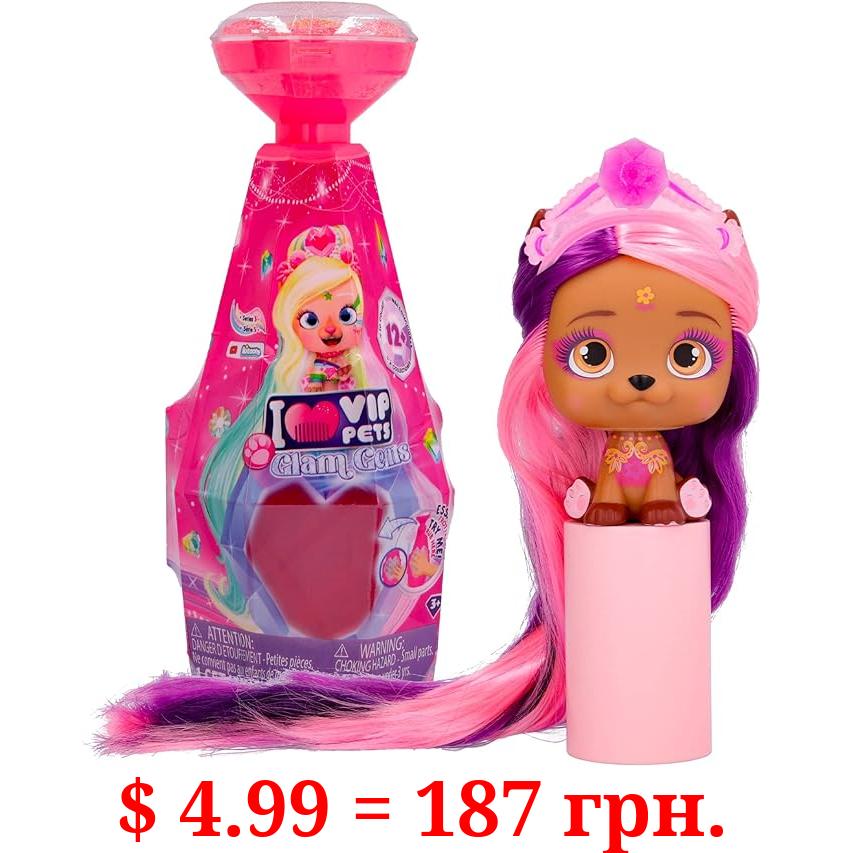 IMC Toys VIP Pets - Glam Gems Series - Includes 1 VIP Pets Doll, 9 Surprises, 6 Accessories for Hair Styling | Girls & Kids Age 3+