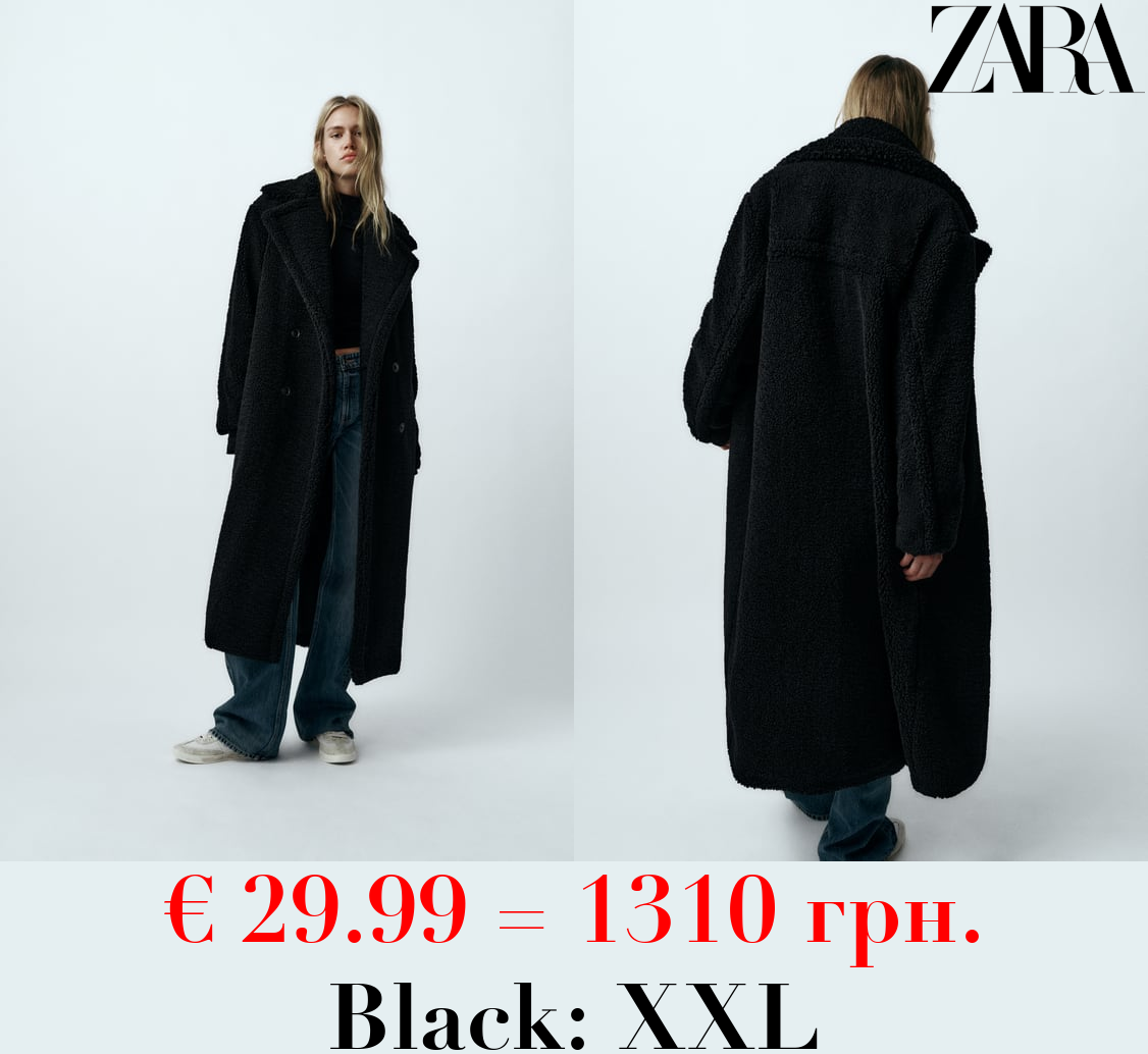 EXTRA-LONG FAUX SHEARLING COAT