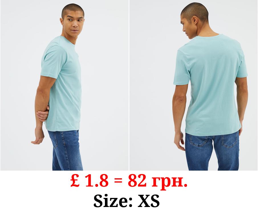 Aqua Plain Crew Neck T-Shirt
