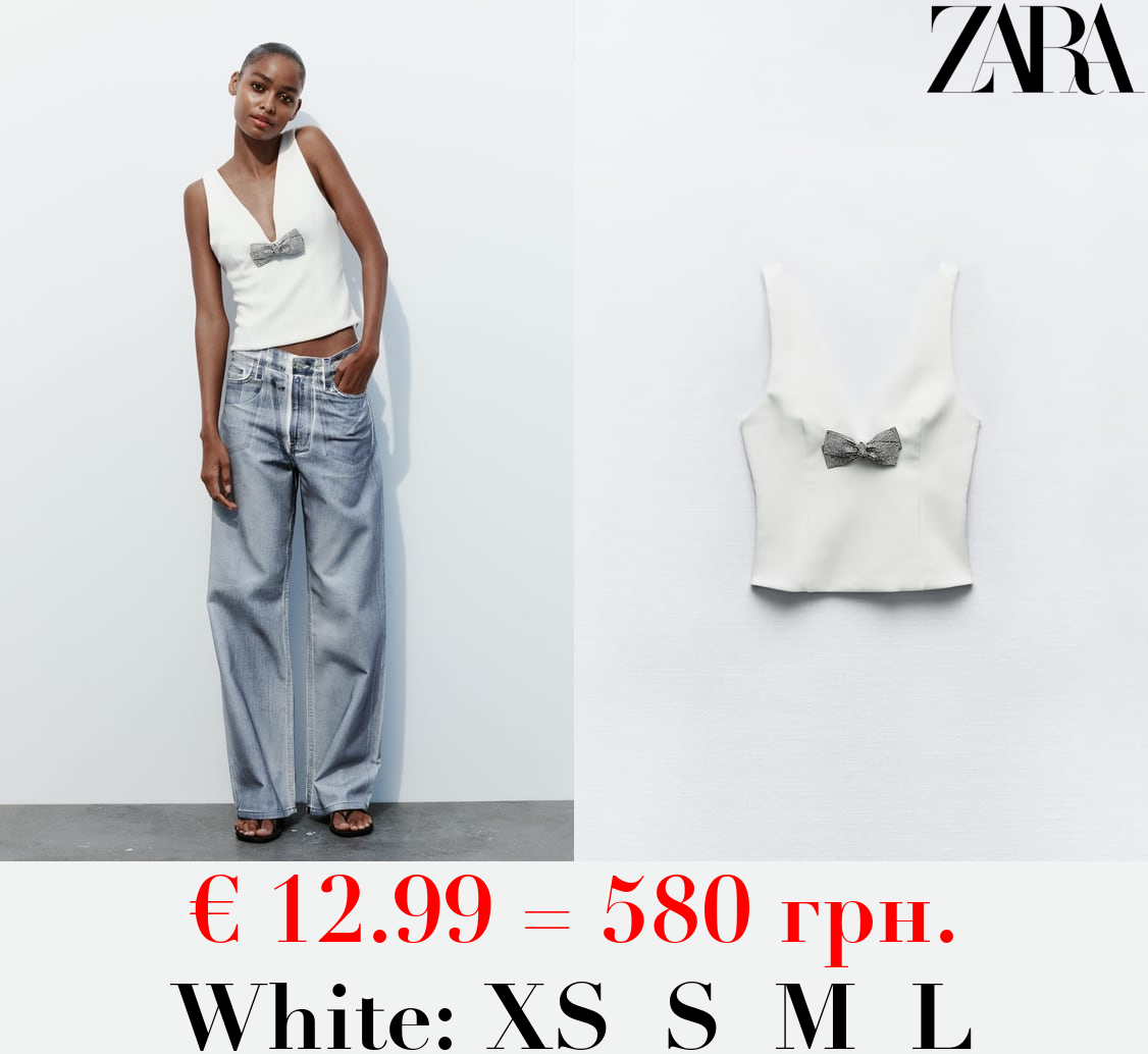 TOP WITH RHINESTONE BOW