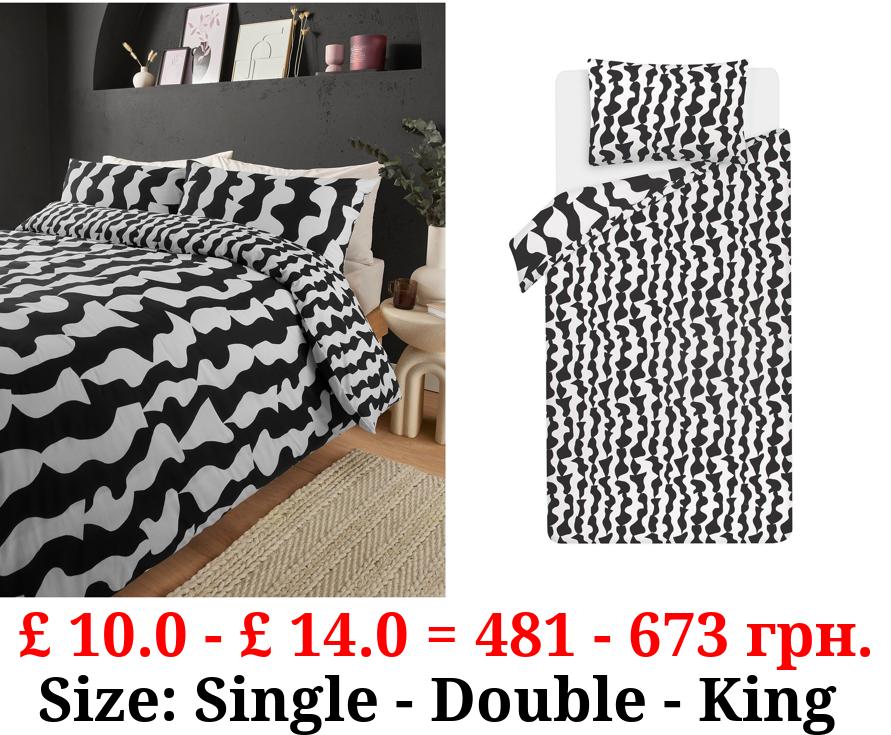 Black & White Abstract Shapes Reversible Duvet Set