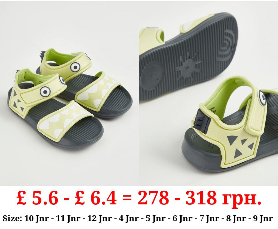 Green Monster Spike Double Strap Sandals
