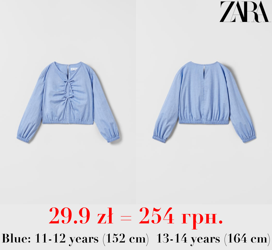 PINSTRIPE BLOUSE WITH BOWS