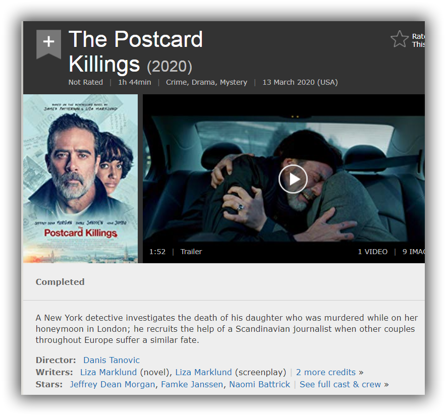postcard killings cast