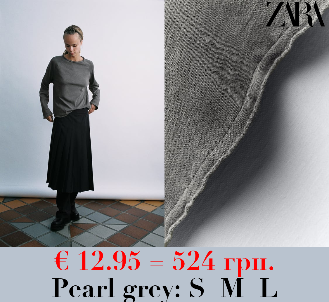 VINTAGE-EFFECT T-SHIRT WITH LONG SLEEVES