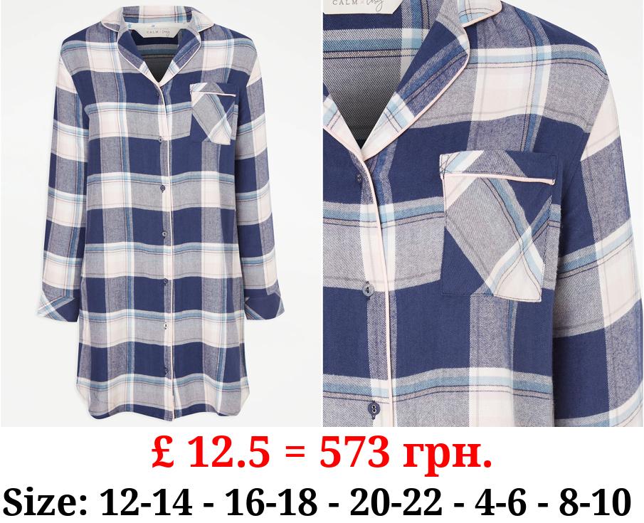 Navy Checked Shirt Nightdress
