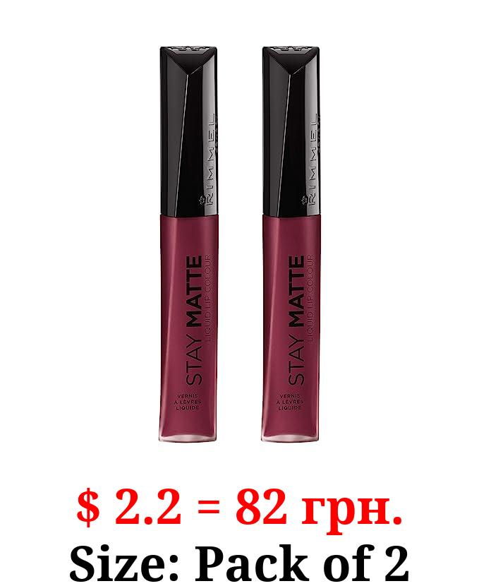 Rimmel Stay Matte Liquid Lip Color, Plum This Show, 0.21 Fl Oz, Pack of 2
