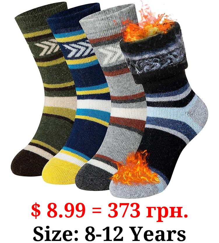 SeeyAN Kids Thermal Socks Merino Wool Heated Socks For Boys Girls Hiking Ski Winter Warm Thick Boot Insulated Socks 4 Pairs