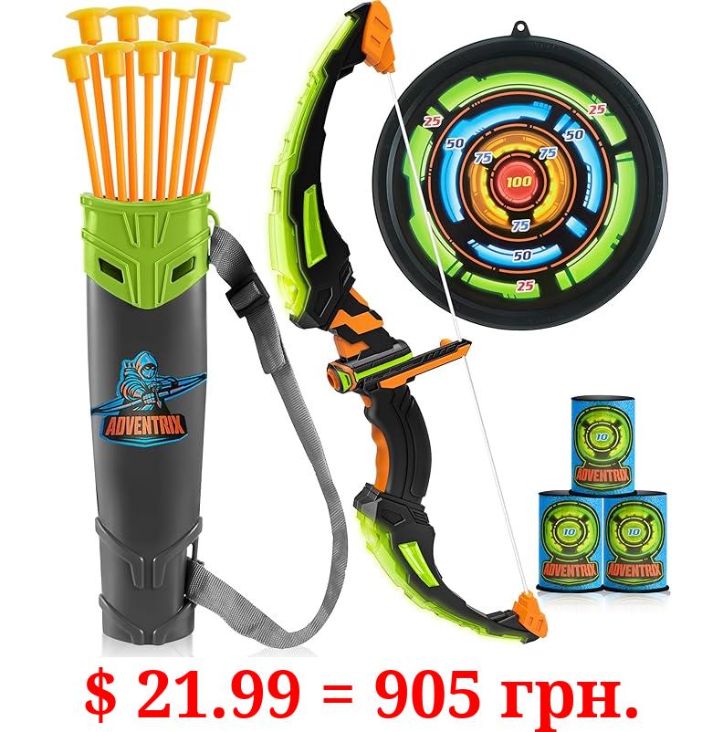 JOYIN Kids Bow and Arrow Set with LED Flash Lights, Outdoor Archery Set Toy Gift for Boys and Girls Ages 6-12 with Suction Cup Arrows, Target & Arrow Case, Great Birthday Gift for Kids/Children