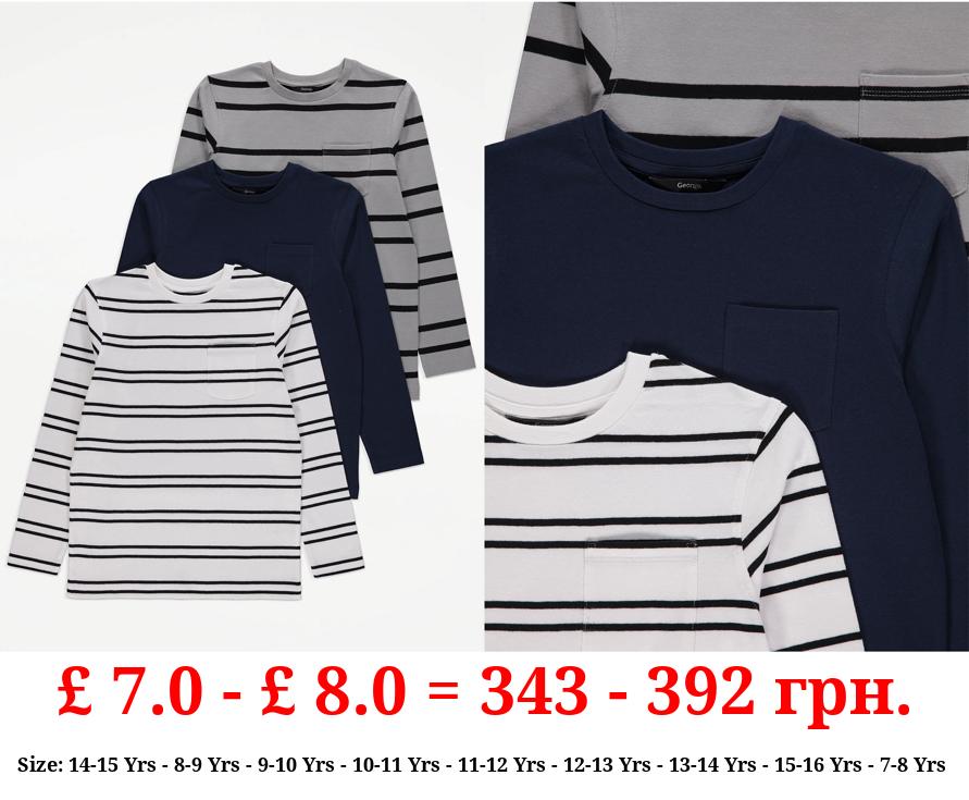 Striped Long Sleeve Tops 3 Pack