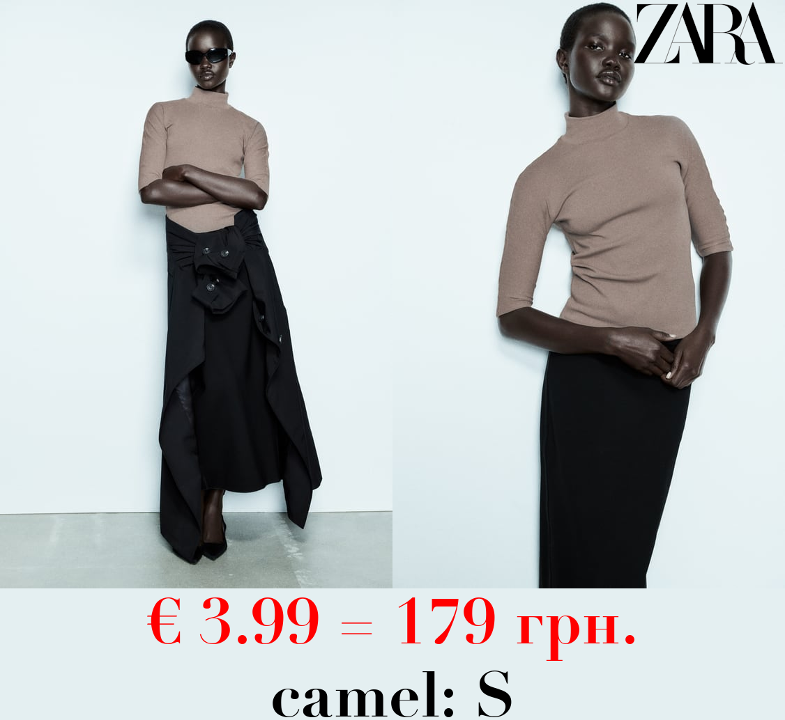 COTTON MOCK NECK T-SHIRT