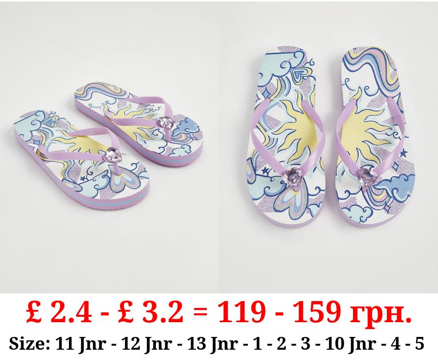 Lilac Sky Gem Flip Flops