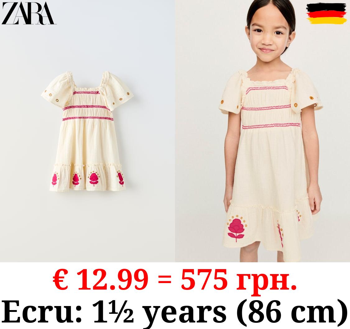 DRESS WITH EMBROIDERED MOTIFS