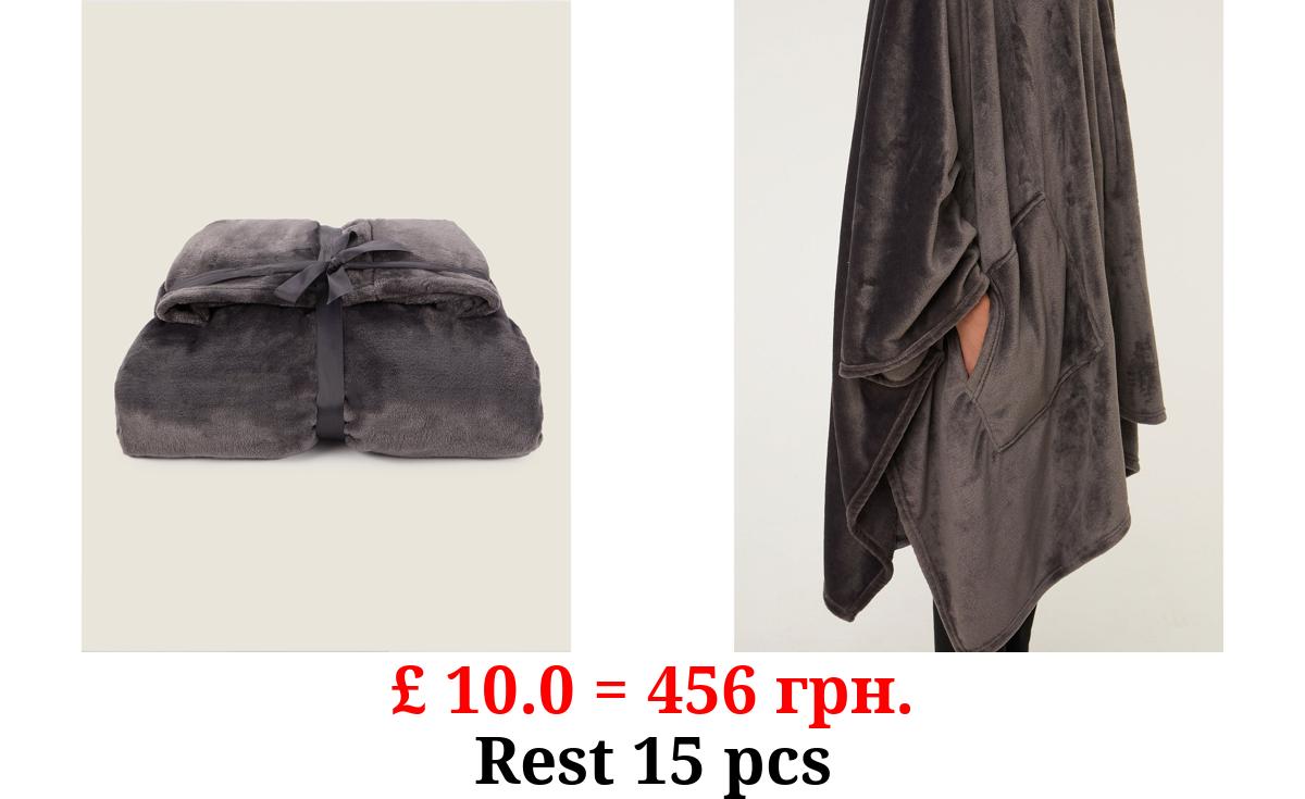 Grey Large Hooded Blanket