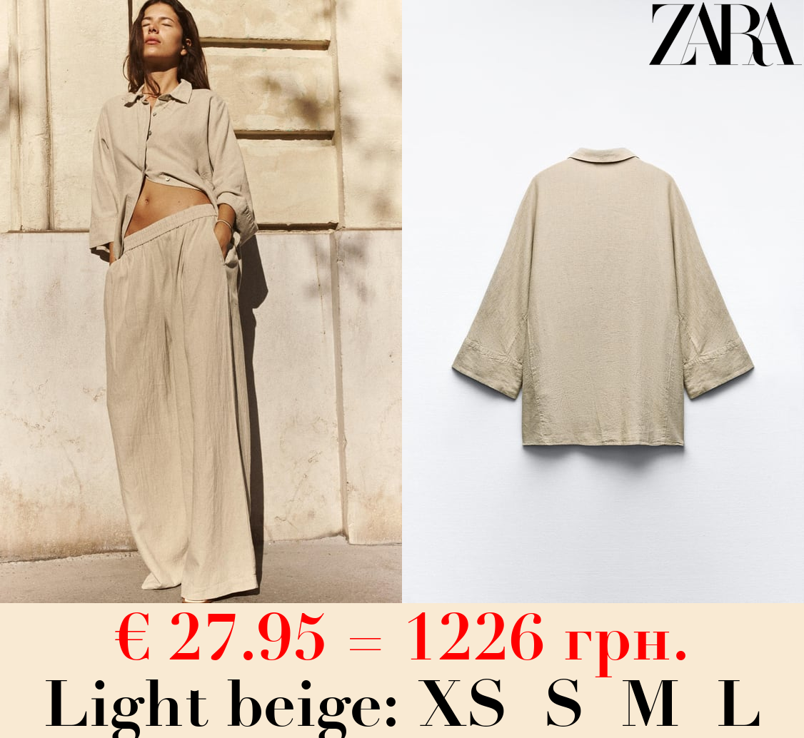 LINEN BLEND SHIRT WITH WIDE SLEEVES