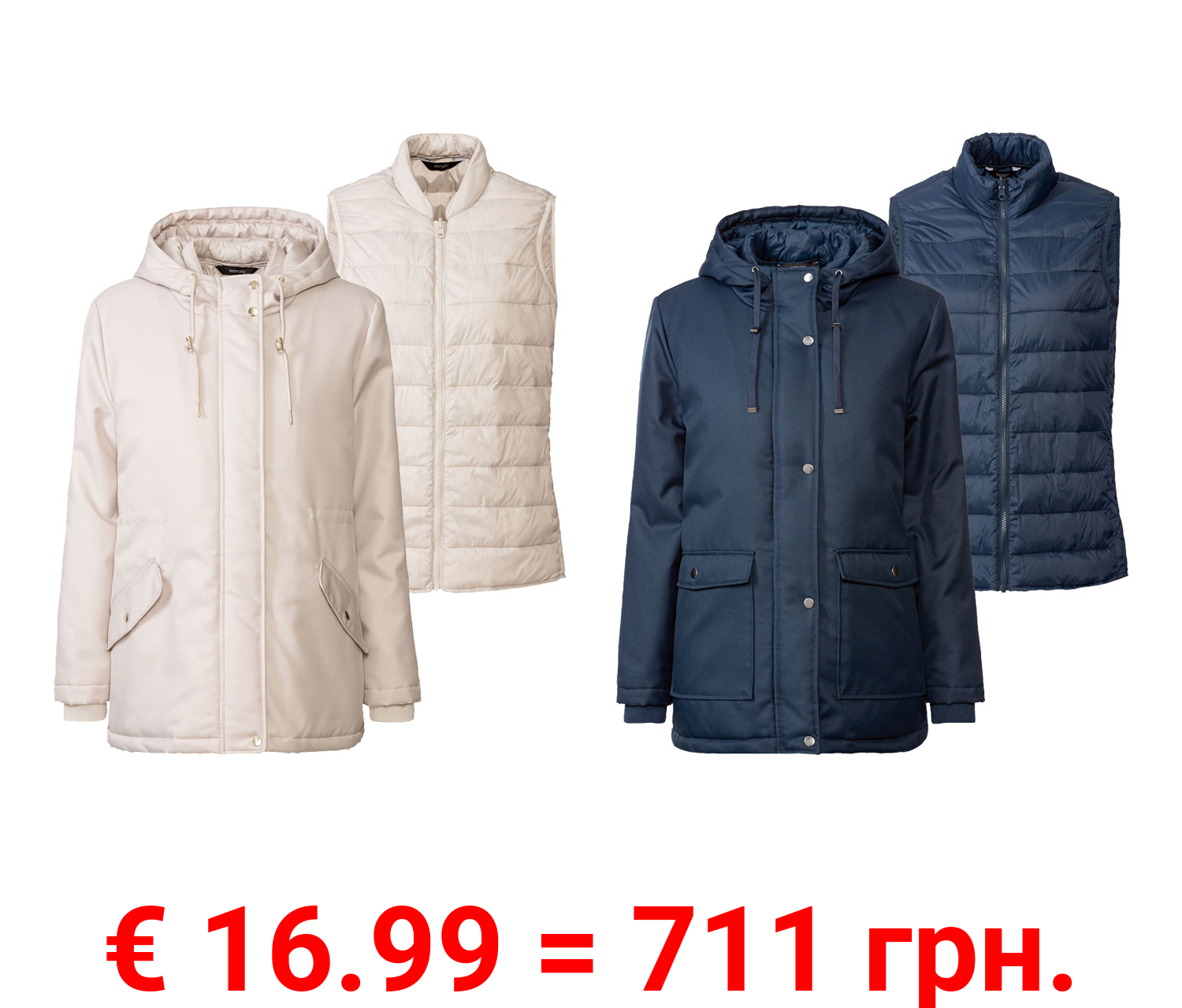 esmara® Damen 3-in-1-Allwetterparka mit Weste