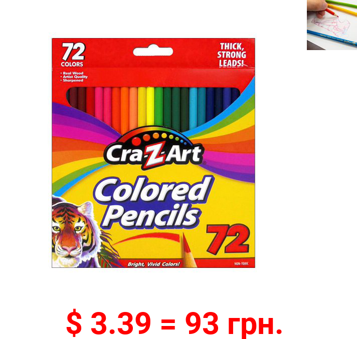 Cra-Z-Art Real Wood, Pre-sharpened Strong Colored Pencils, 72 Count, Beginner to Expert, All Ages from 3 - 99