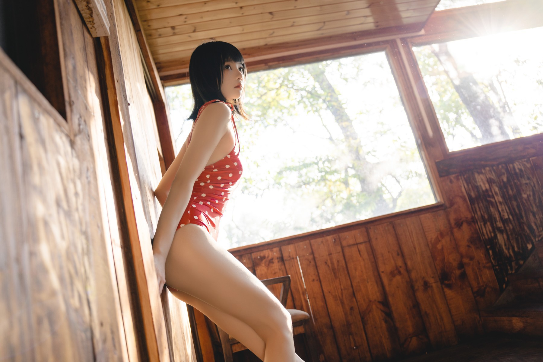 Cosplay 桜桃喵 红波点 Red Polka Dot 32