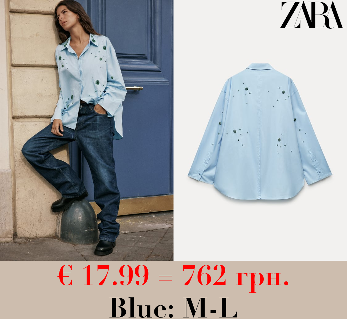 ZW COLLECTION EMBROIDERED RHINESTONE SHIRT