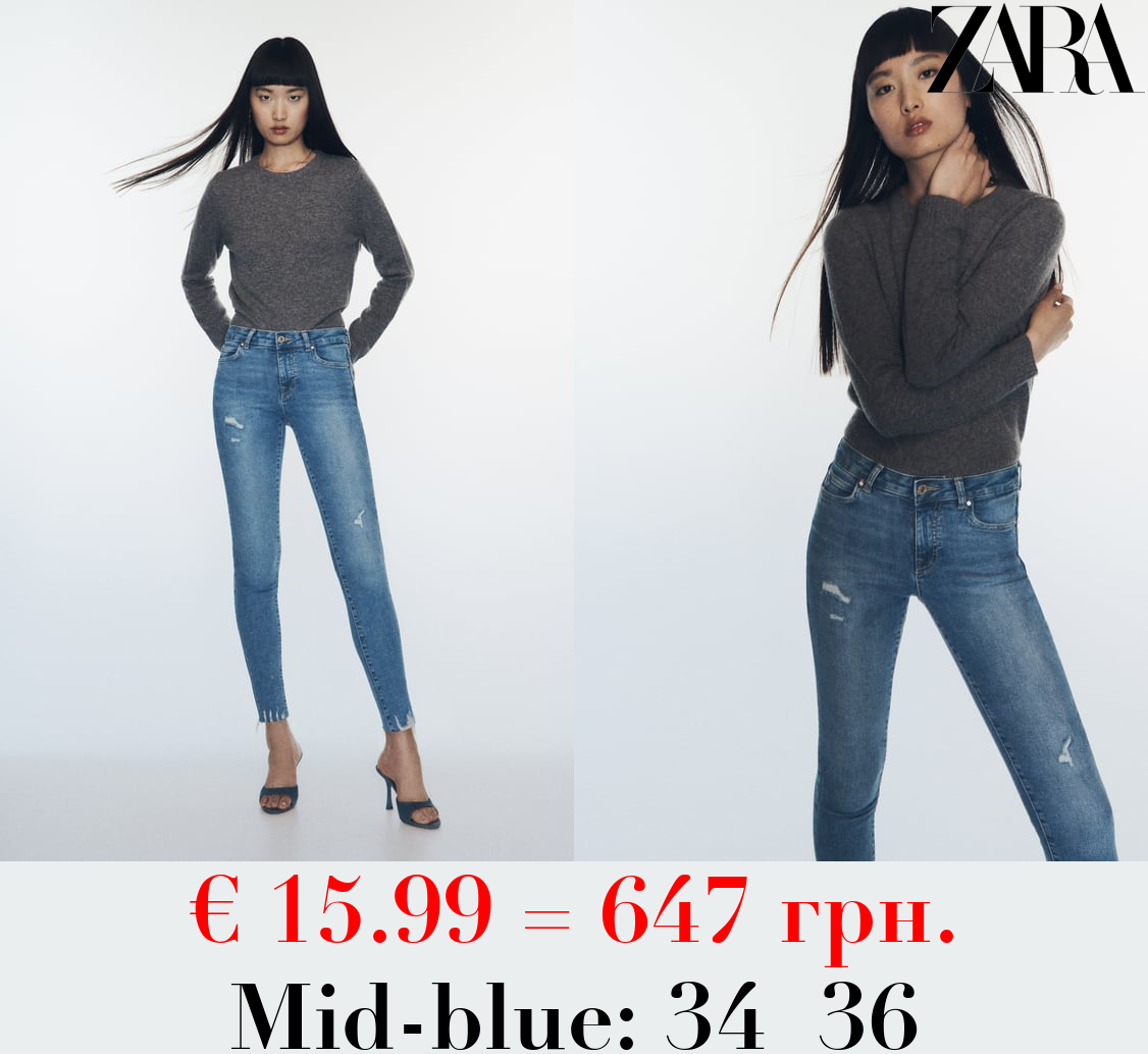 Z1975 SKINNY MID-RISE RIPPED JEANS