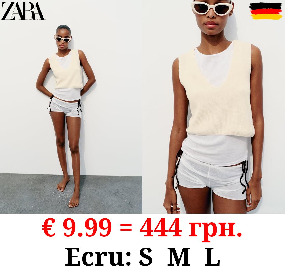 CONTRAST CHUNKY KNIT T-SHIRT