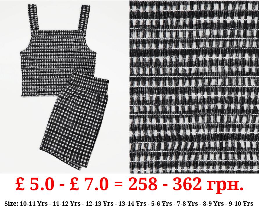 Gingham Shirred Top and Shorts Outfit