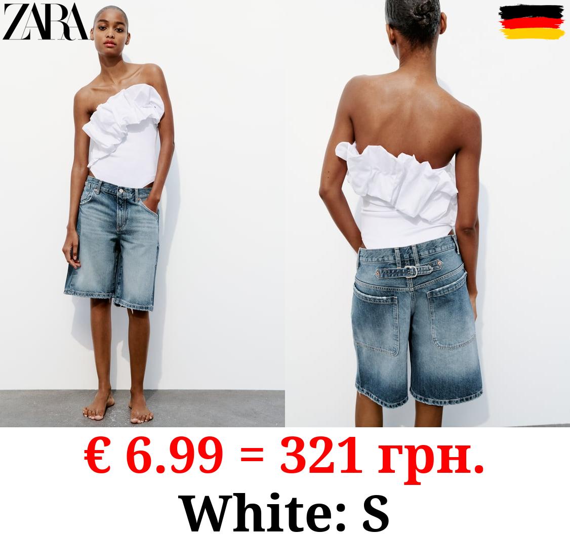 CONTRAST BODYSUIT WITH RUFFLE DETAIL