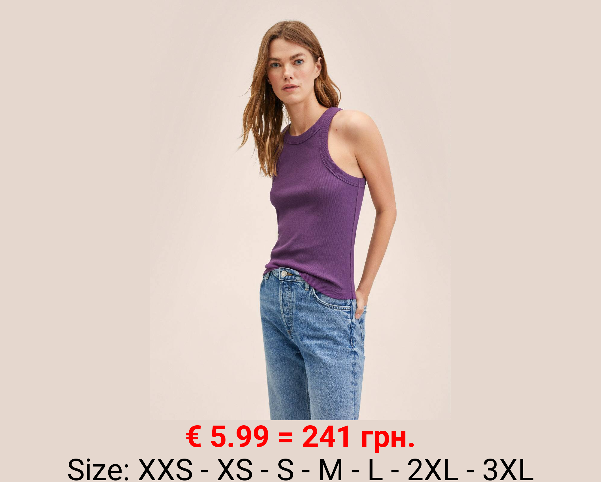 Top canalé algodón