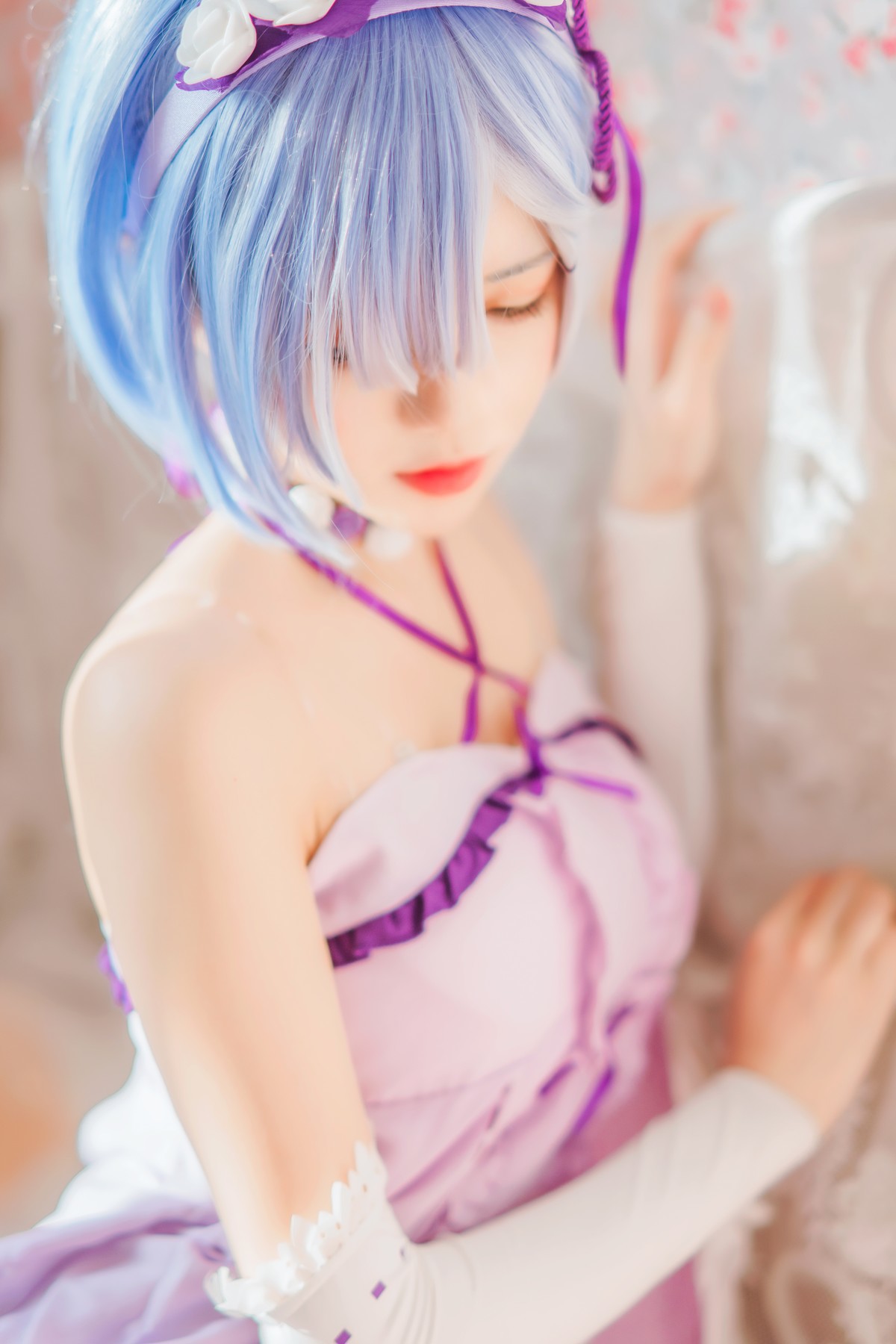 Cosplay 桜桃喵 蕾姆睡裙 22