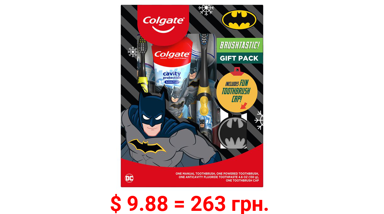 Colgate Kids Toothbrush Set with Toothpaste, Batman Gift Pack
