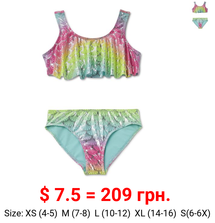 Wonder Nation Girls 4-18 Mermaid Scale Printed Bikini Swimsuit With Upf 50+