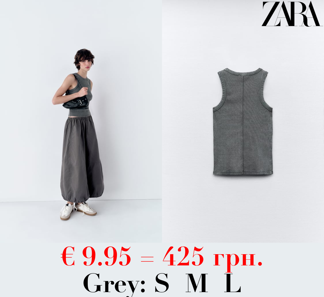 FADED-EFFECT RIB T-SHIRT