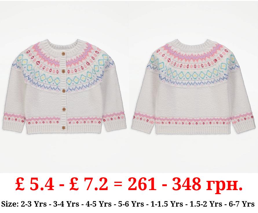 Cream Fairisle Knitted Cardigan