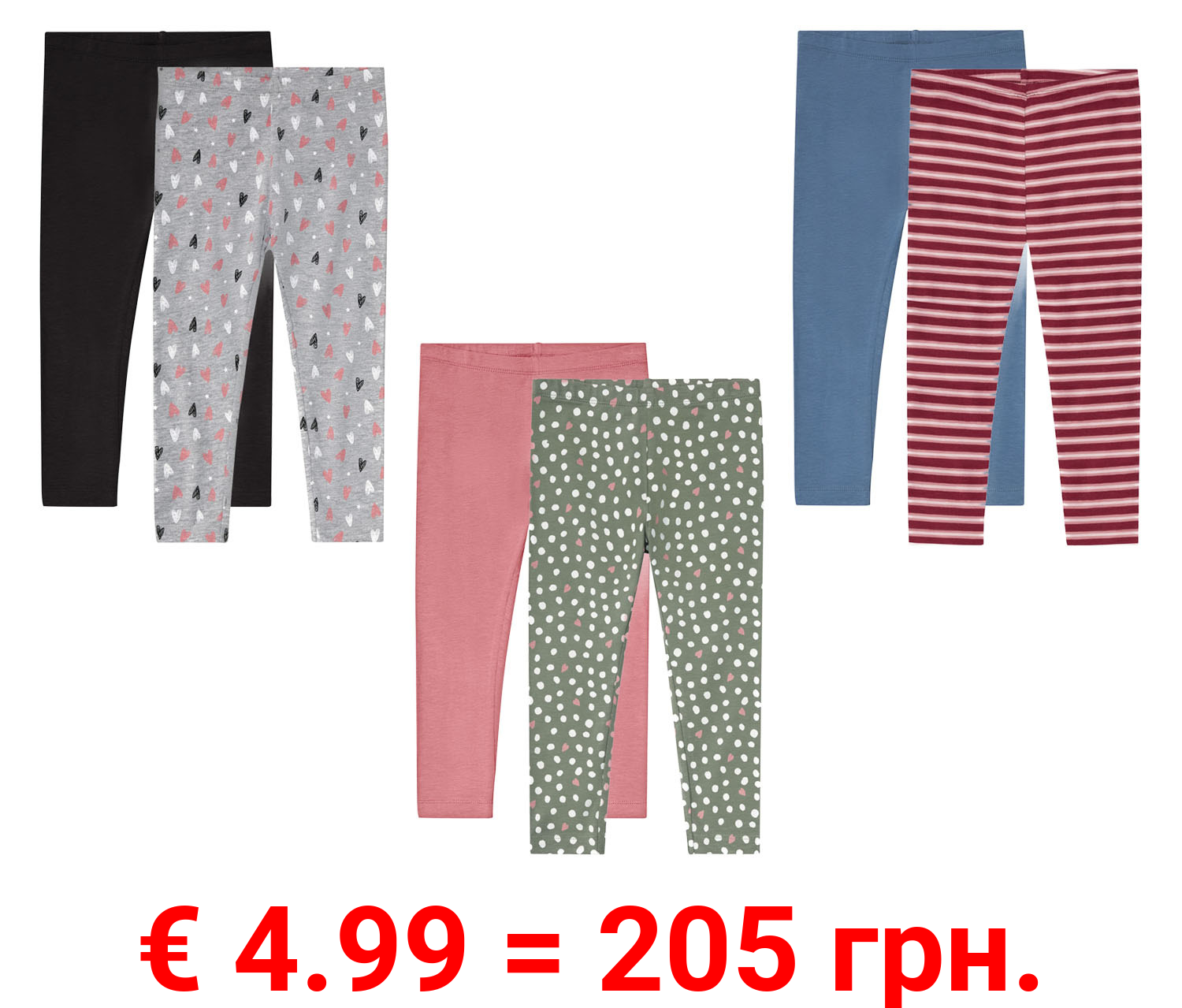 lupilu Kleinkinder Mädchen Leggings, 2 Stück, mit hohem Baumwollanteil