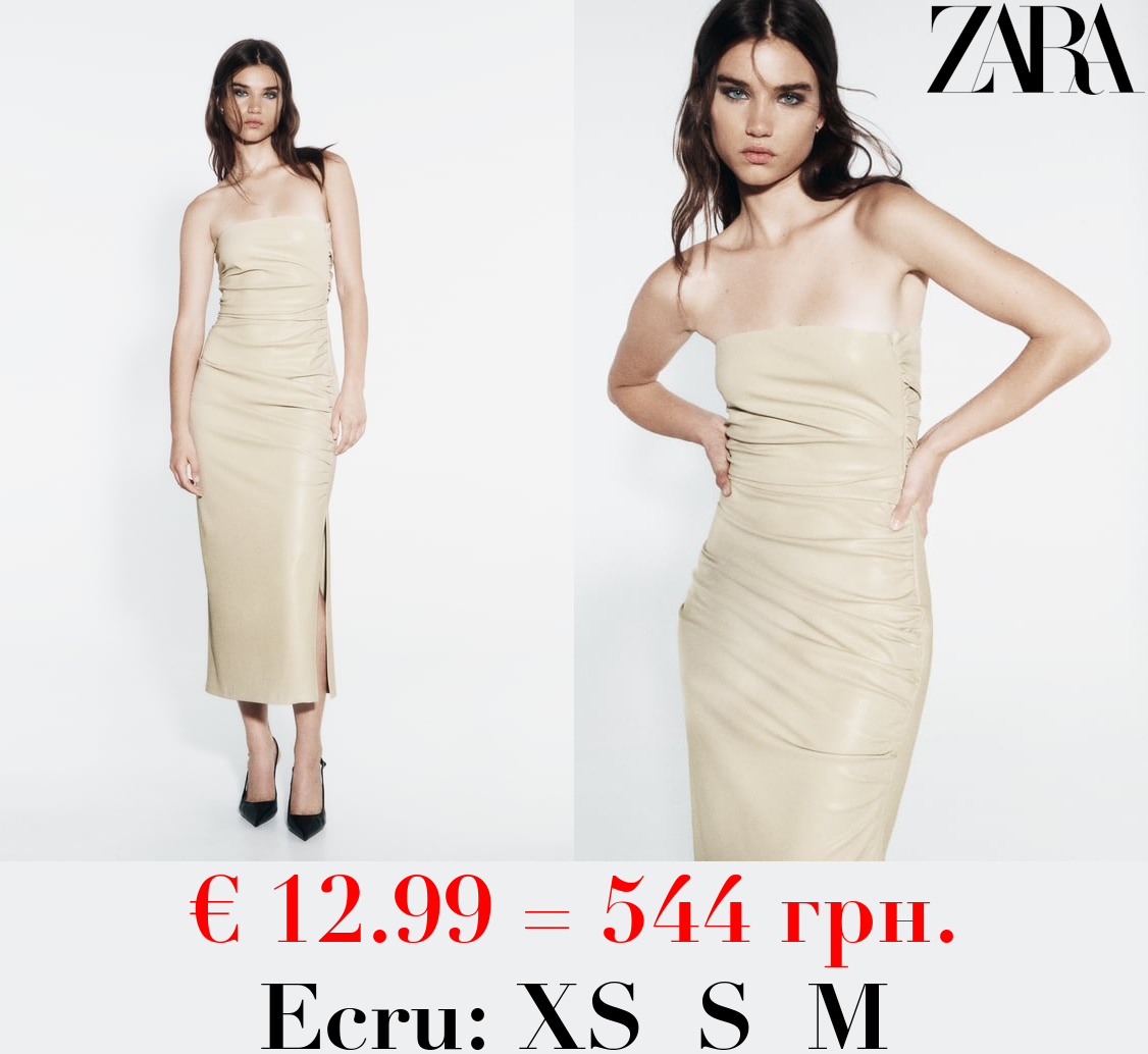 LEATHER EFFECT STRAPLESS DRESS