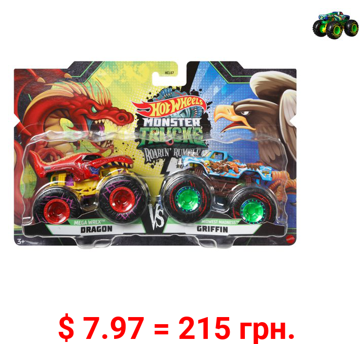 Hot Wheels Monster Trucks Roarin’ Rumble 2-Pack (Styles May Vary)