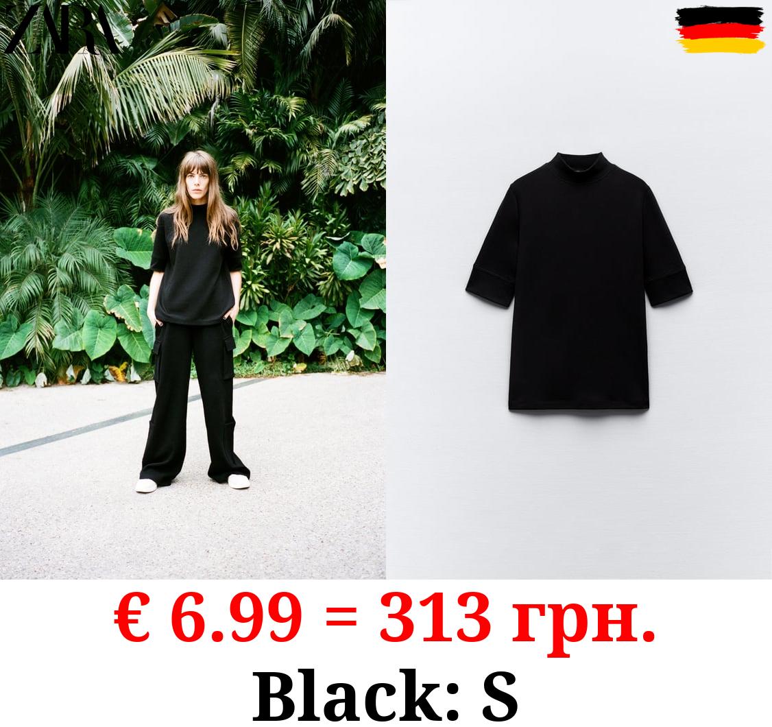 INTERLOCK MOCK NECK T-SHIRT